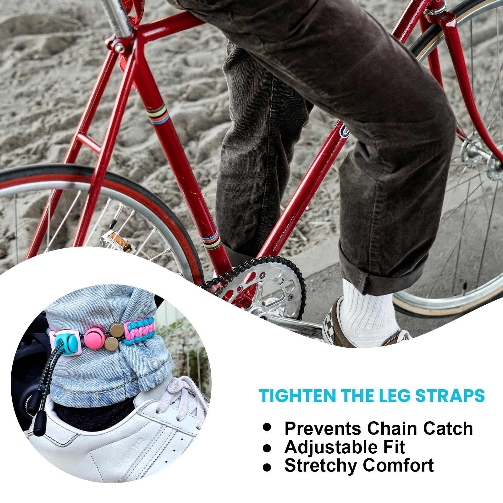 Pince à Pantalon Réfléchissante 2-en-1 Pour Vélo Et Jogging – Légère 21g, Respirante, 3 Couleurs, Visible De Nuit, Protège Des Taches