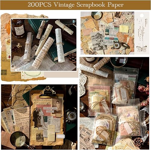 Miniatura 7 de 200 Sheets Vintage Newspaper Tickets Scrapbook Paper, Journaling Scrapbooking Supplies Craft Posters Decoupage Paper Ephemera for Junk Journals Card