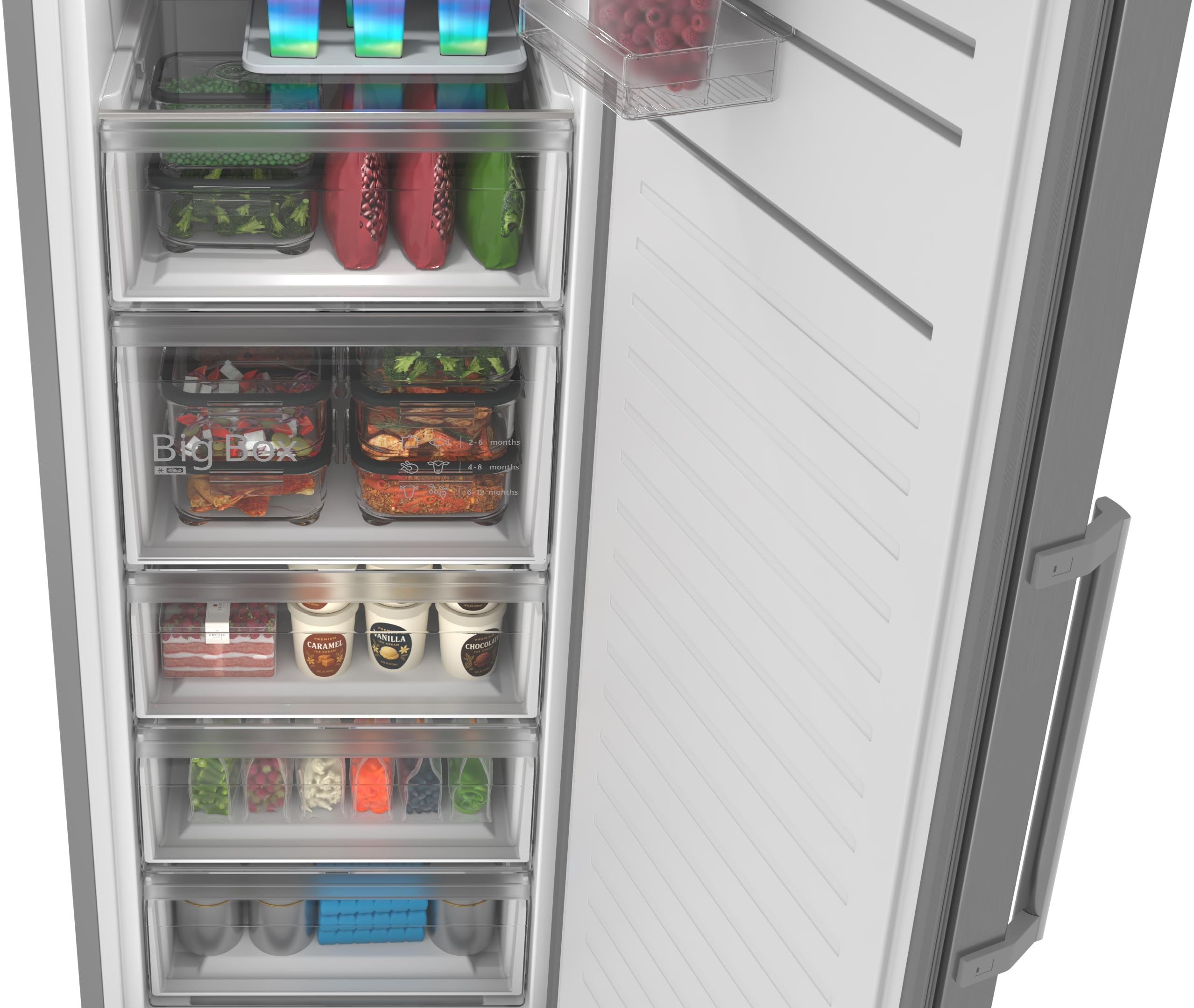 Bosch Serie 4 Congelador independiente 186 x 60 cm 334 L GSN36VLDG | NoFrost no volver a descongelar, volumen XXL, configuración de lado a lado, congelación rápida SuperFreezing, iluminación LED