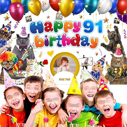 Vista 76 de Cartel personalizado de decoración de cumpleaños 91 con temática de castillo y princesa, pancarta de tela personalizada para suministros de fiesta