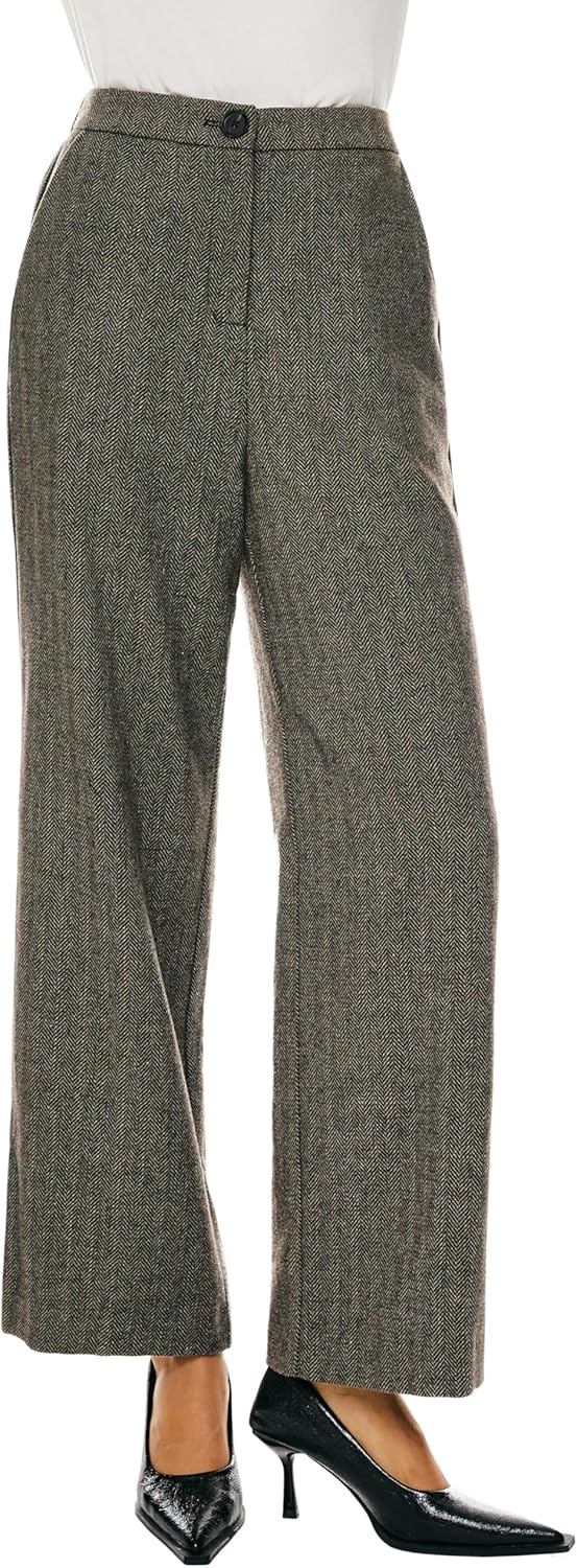 Orolay Women's Wool Blend Dress Pants High Waisted Casual Office Business Warm Straight Leg Trouser with Pockets