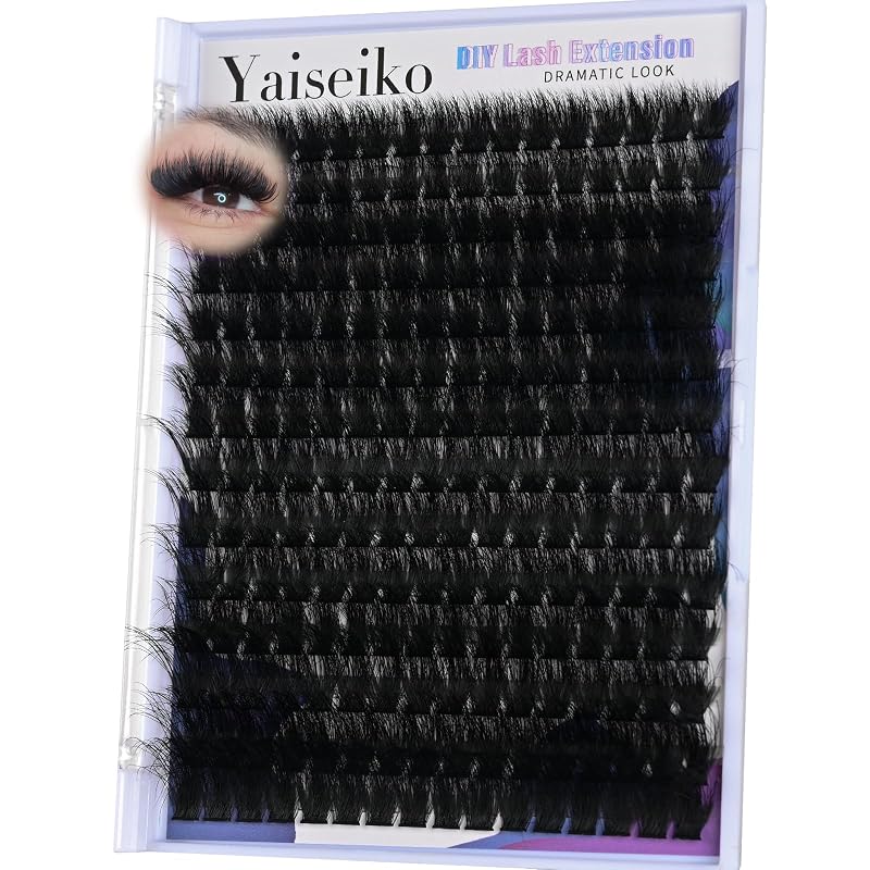 Cílios postiços em tufos Yaiseiko 200D, curvatura D, 12–22 mm, 224 unidades