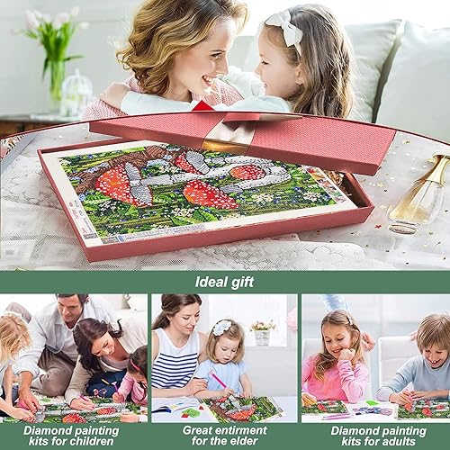 Miniatura 2 de Stalente Kits de pintura de diamantes para adultos, pintura de diamante 5D con taladro redondo completo para decoración de pared del hogar, hongos,