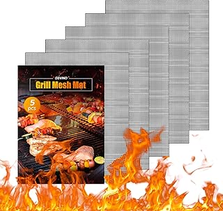 OSVINO Black BBQ Grill Mesh Mat 5 Pack Non-Stick Reusable Grill Mats 40x30cm Outdoor Barbecue Baking Accessories Works on ...