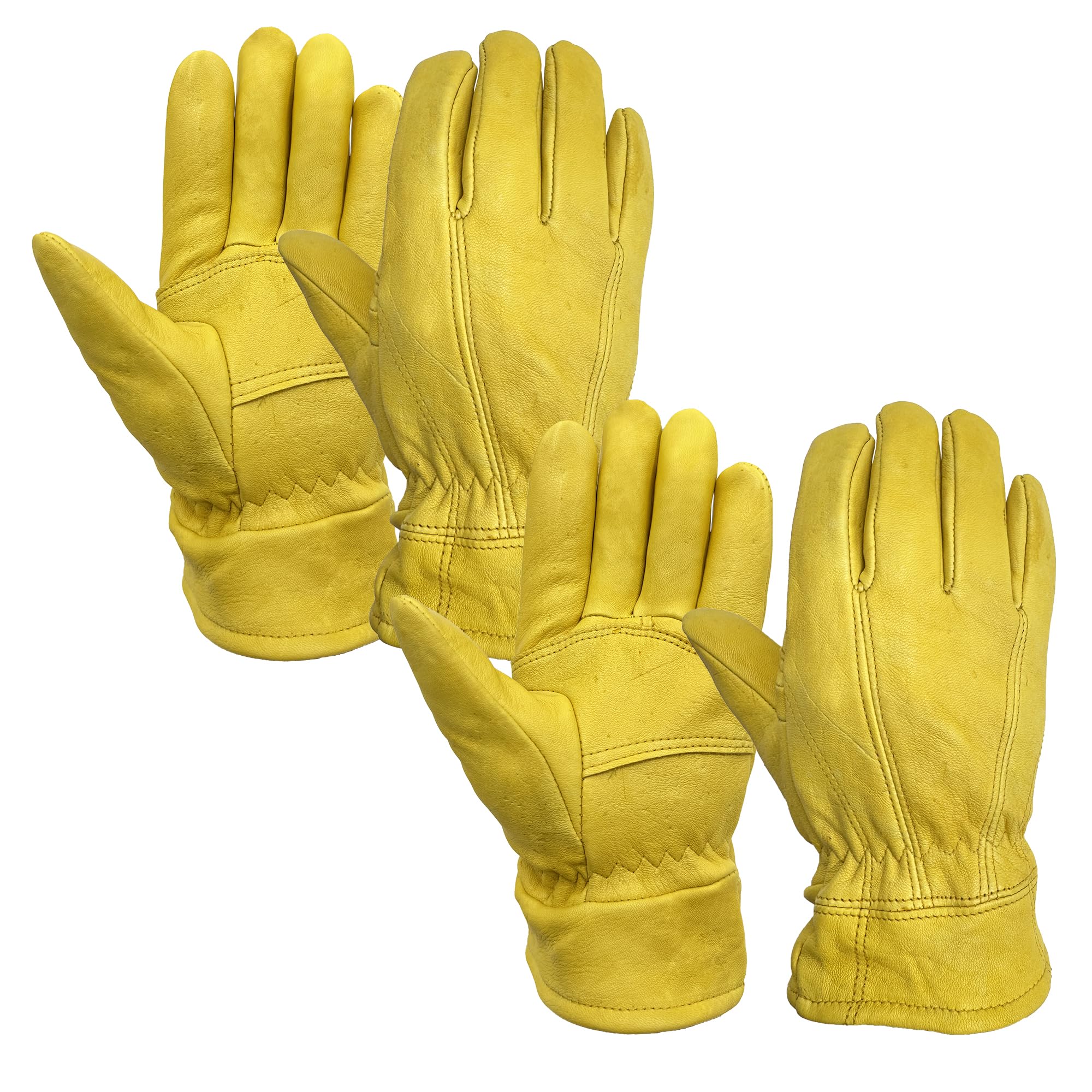 SKYDEER Premium Full Wild Elkskin Leather Work Gloves (2 Pairs), All-Weather Durable & Breathable, Anti-Slip Grip for Truck Driving and Labor Use (SD8683T/L)