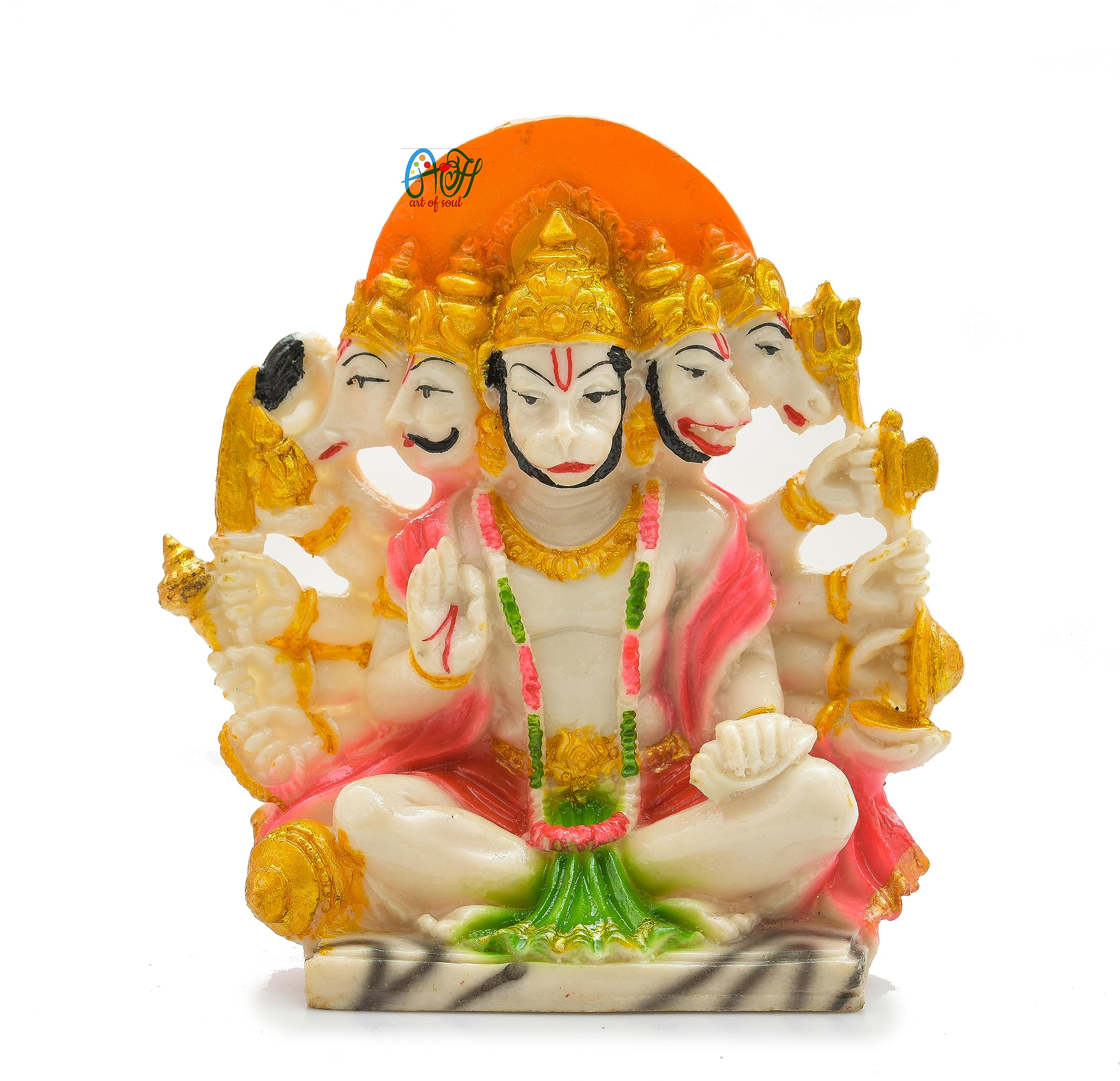 Archna Handicraft Polyresin Panchmukhi Hanuman Ji Murti Statue for Pooja Figurines Sculpture Bajrang Bali Idol (6 x 5 Inches, 180 Gram) - Image 6 thumbnail