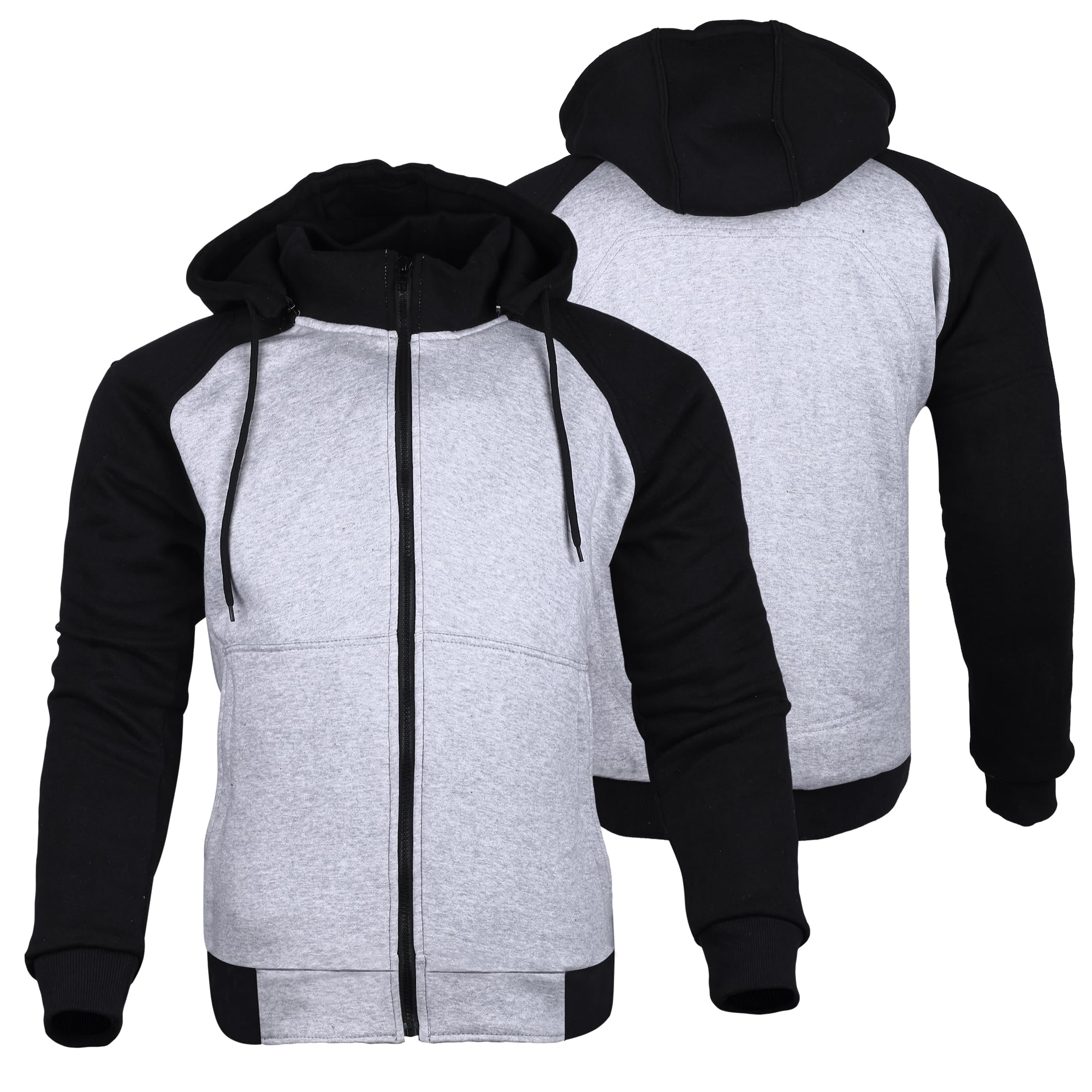 Bikers Gear Australia - Chaqueta protectora para motocicleta, color negro, rojo y gris, con capucha forrada con Kevlar y chaqueta de moto extraíble con revestimiento suave para hombre