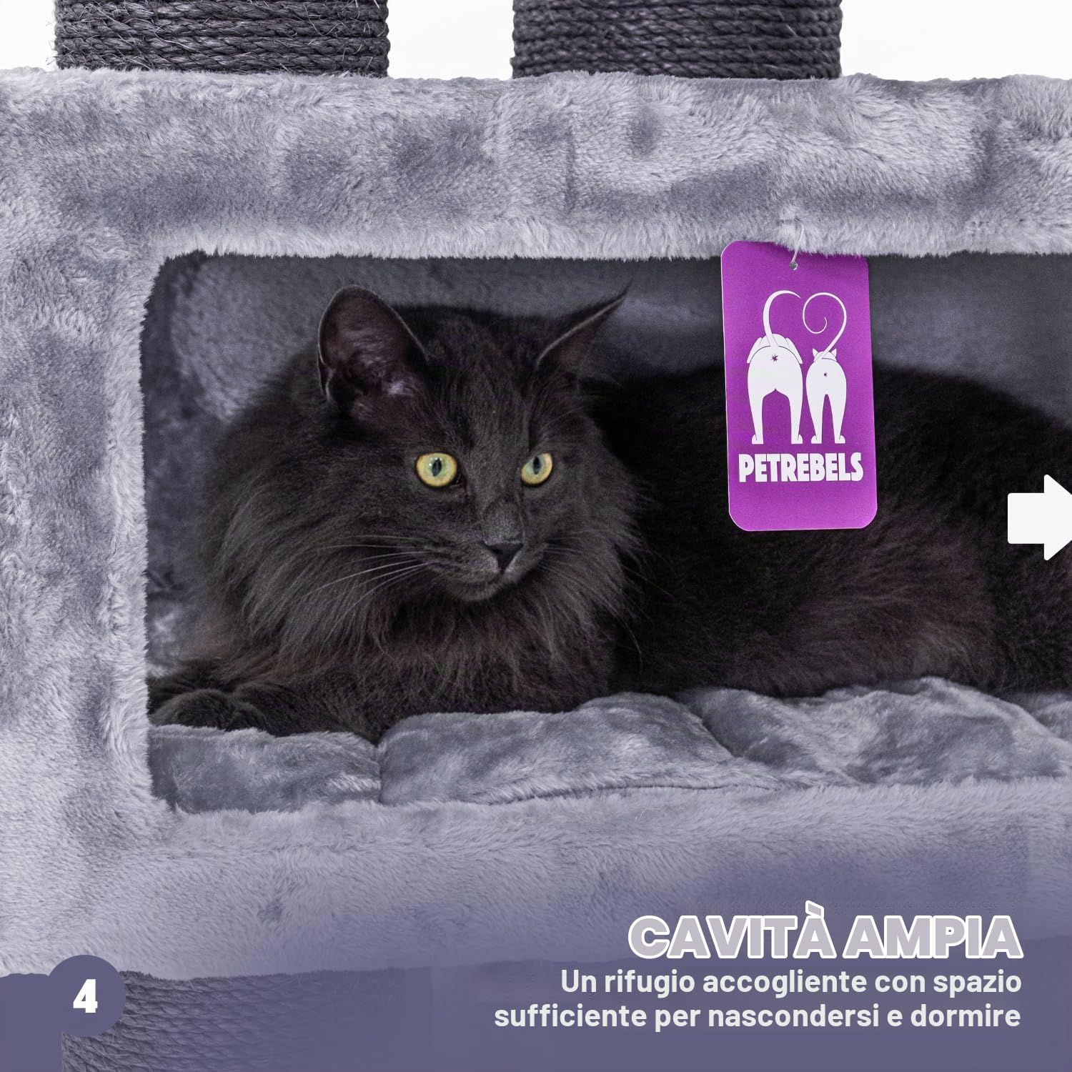 Petrebels Tiragraffi XXL in parco 175 colore grigio, Albero Tiragraffi per Gatto, tronchi extra spessi, 58 x 45 x 175 cm