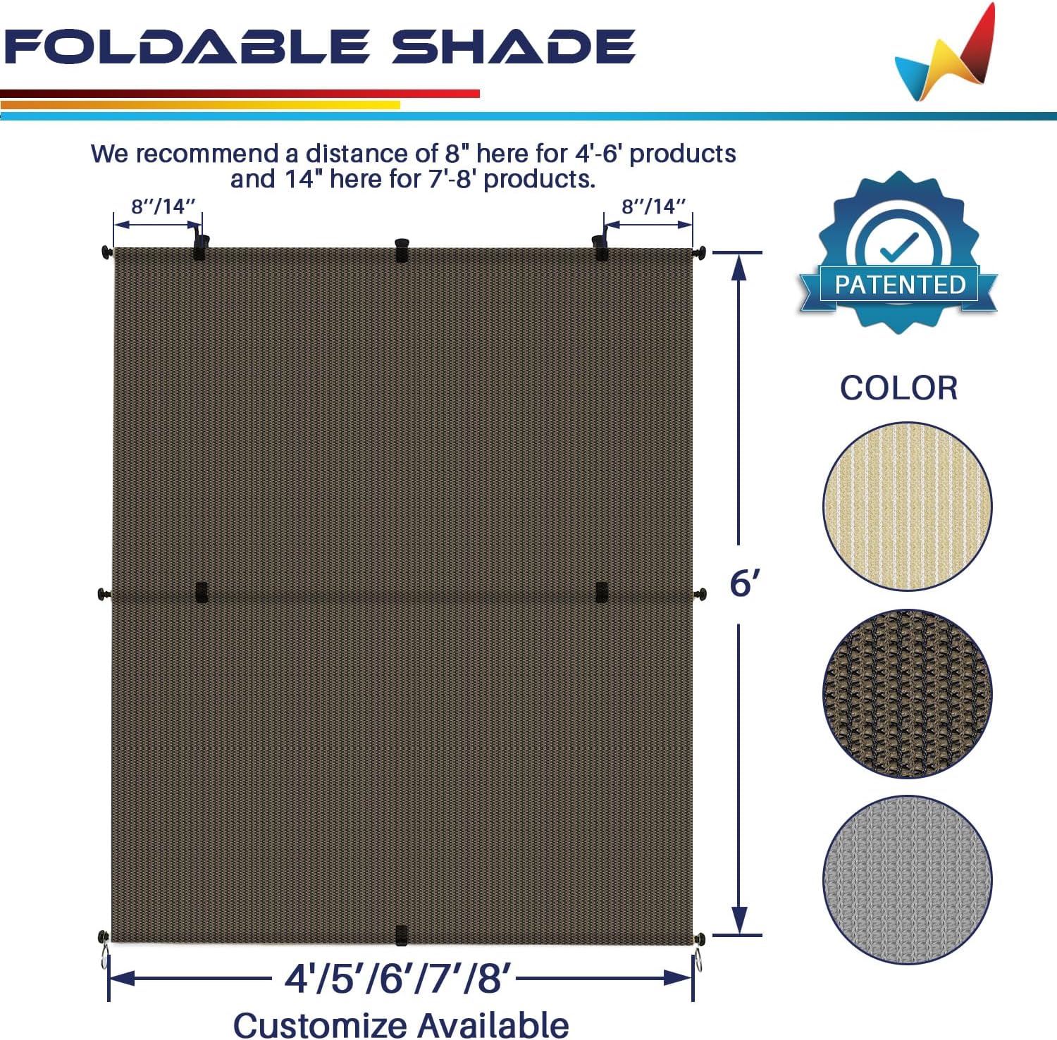 Windscreen4less 5'W x 6'H Outdoor Roll Up Foldable Shade Fabric UV Blockage Roller Shade for Deck Pergola Yard Gazebo Patio (Brown)