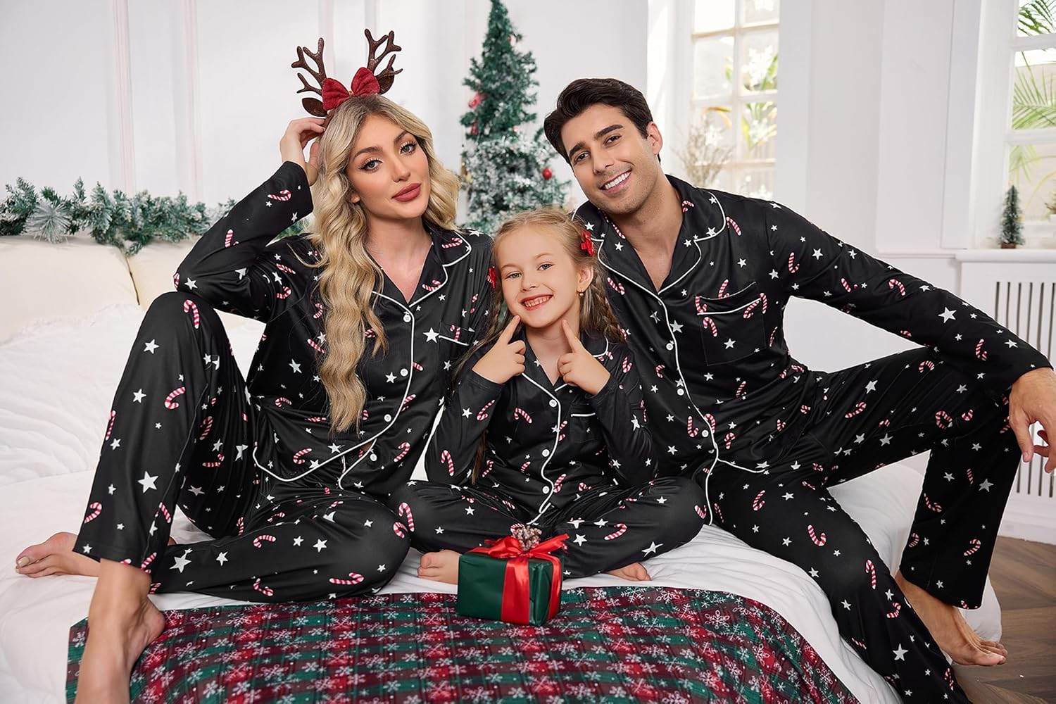 iClosam Christmas Family Matching Pajamas Set Long Sleeve Button Down Pjs Festival Party Sleepwear for Women Men - Image 4