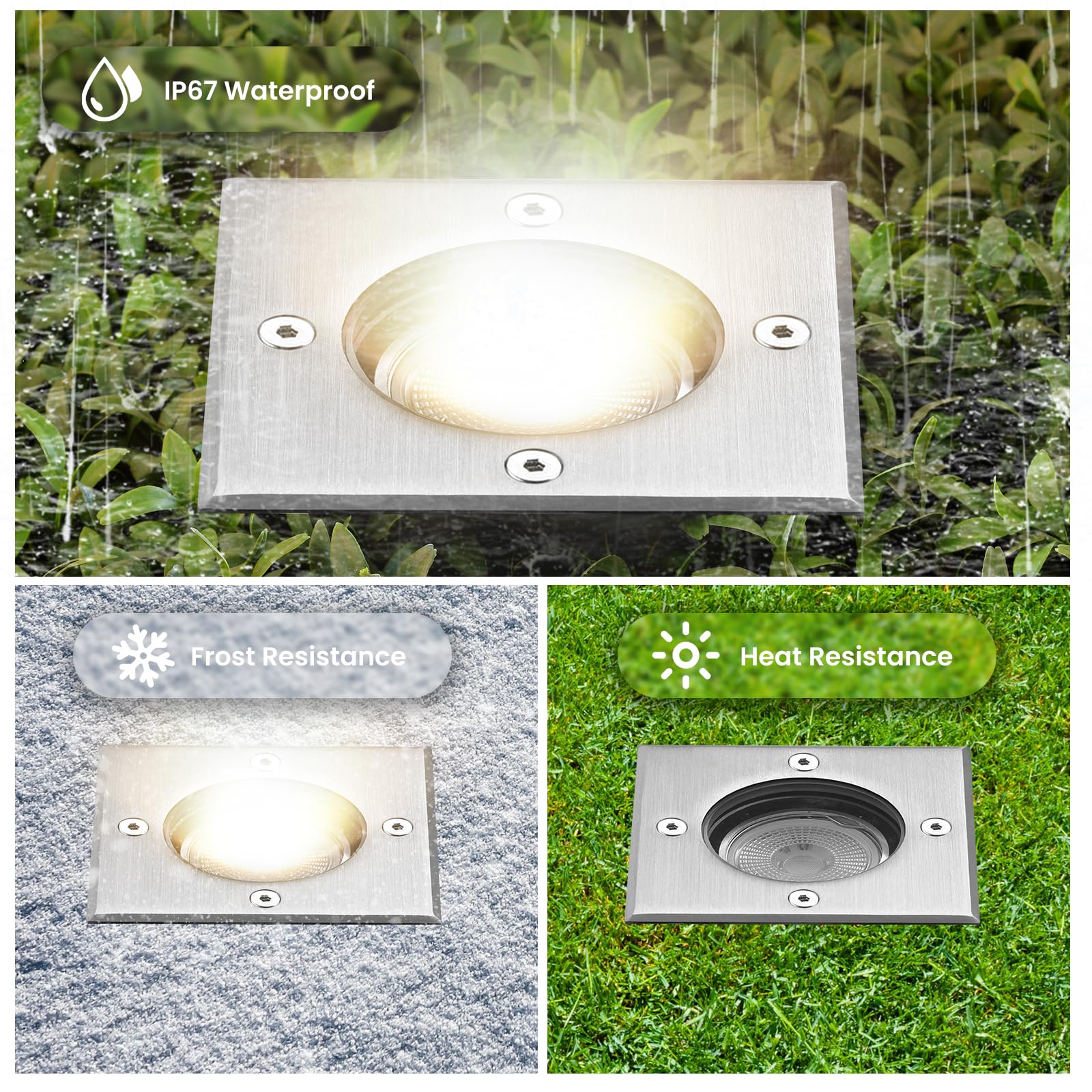 4pcs Segnapasso Led Esterno per Gu10 3w 230v Bianco Caldo 3000k, IP67 Impermeabile Faretti da Incasso per Esterno, Faretto Segnapasso da eEsterno per Esterni, Giardino, Terrazza, Passerell