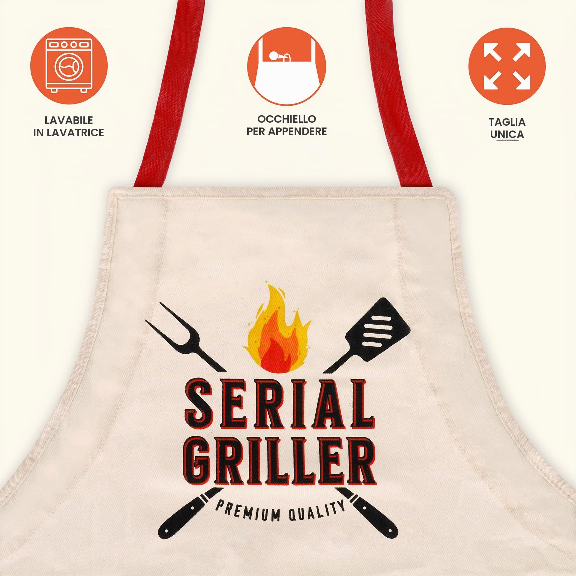 Legami - Grembiule da Cucina Uomo Donna, Super Chef, Tasca Frontale, Regolabile, Taglia Unica, Lavabile in Lavatrice, Dimensioni 56 x 76 cm
