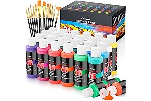 caliart Premium Acrylic Craft Paint Set, 24 Colors/120ml, 12 Professional Artist Paint...