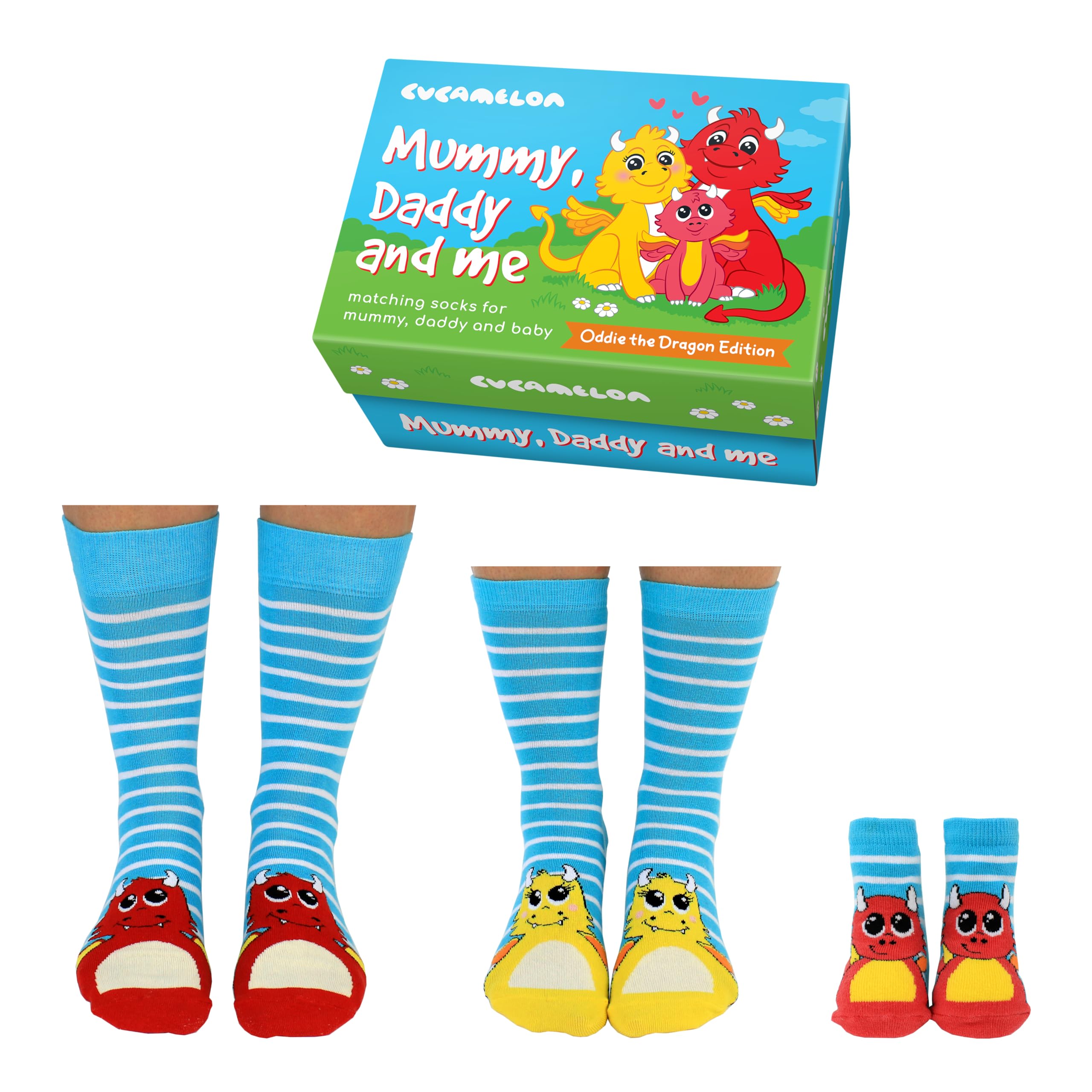 Sock Academy - Mummy, Daddy & Me - 3 pairs of Oddie the Dragon socks Gift Box