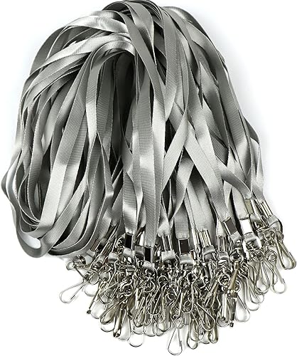 Miniatura 36 de Cordones amarillos, 100 unidades, para insignias de identificación, cordón plano con clip de insignia con gancho en J (amarillo)