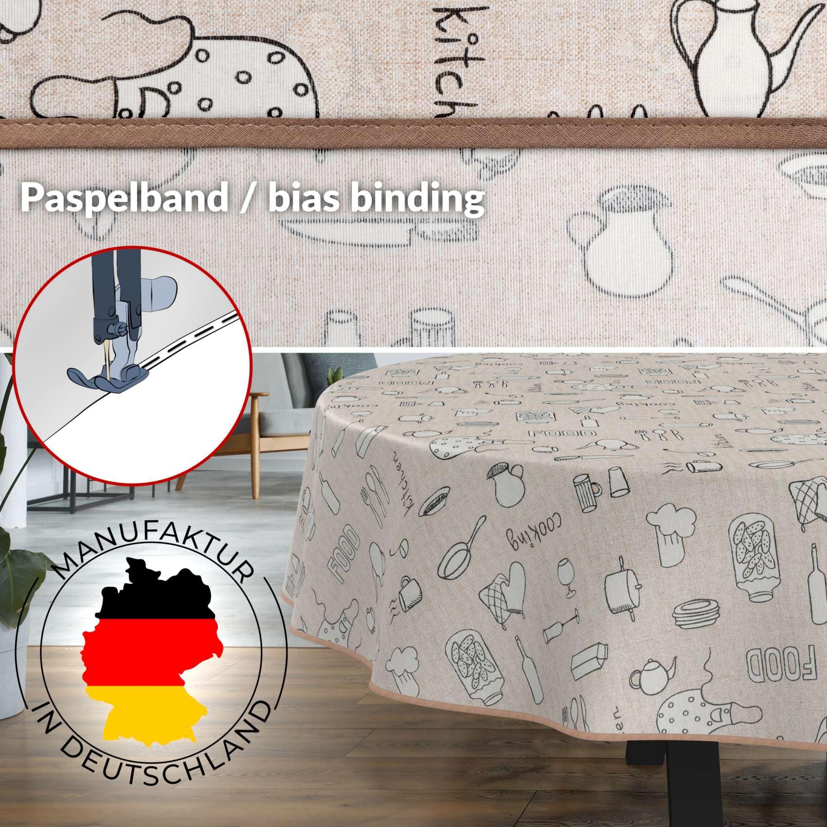 Nappe En Tissu Textile Lavable - Coton Et Polyester - Motif Floral De Noël - Ovale - 280 X 140 Cm - Pour L'intérieur Et L'extérieur