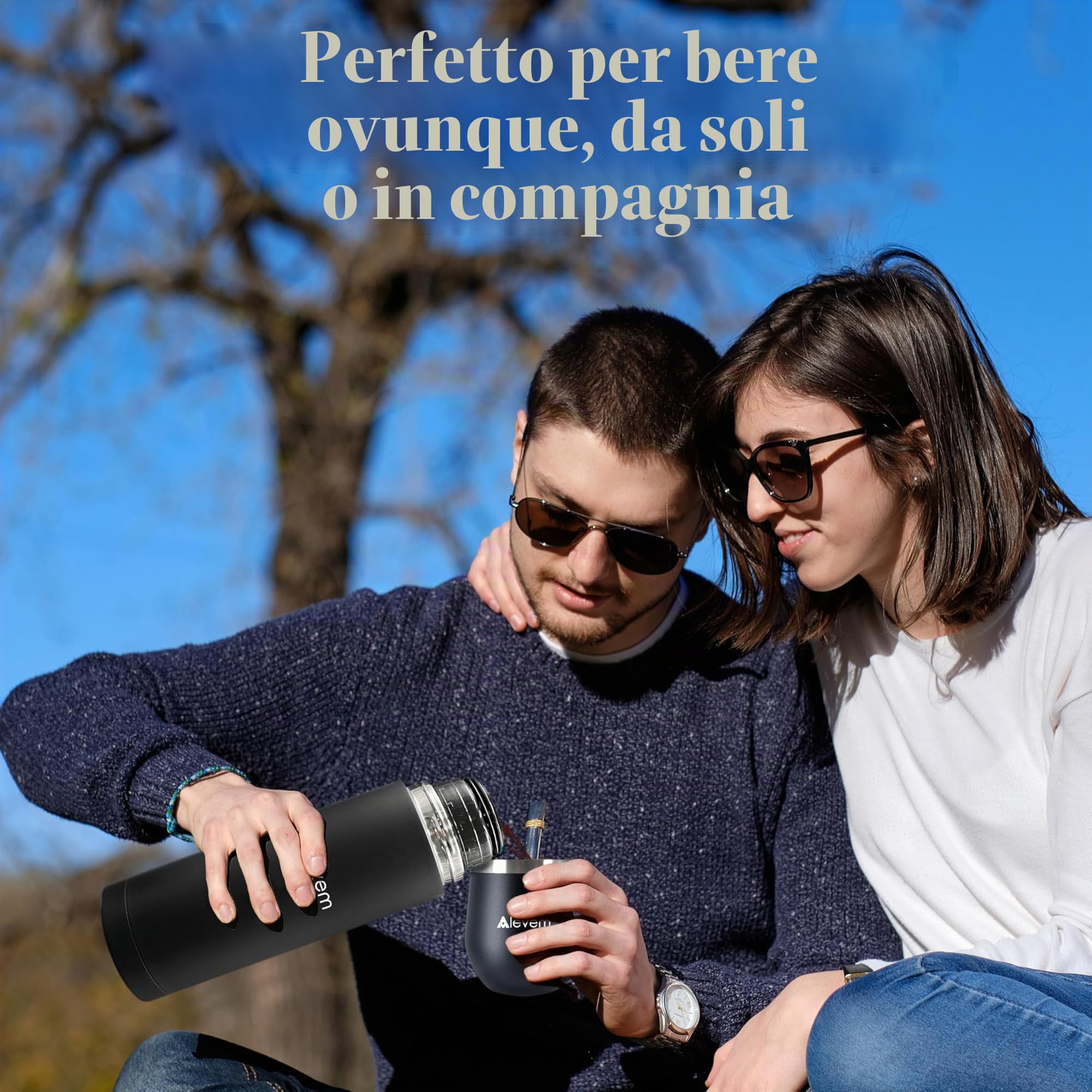 Kit completo argentino da 7 pezzi, include zucca opaca, thermos argentino opaco 1 l, lampadine, scatola portaoggetti yerba e borsa per il trasporto