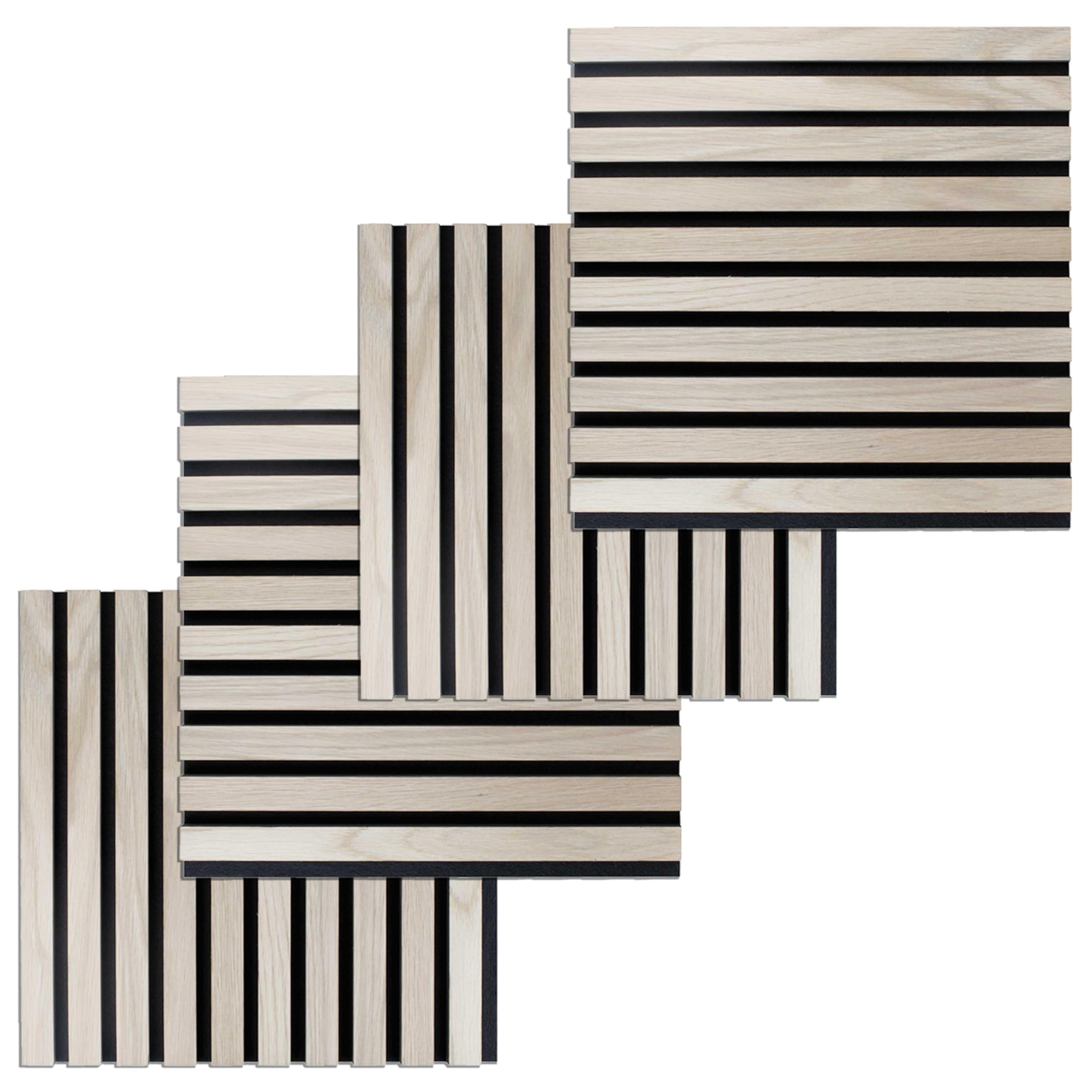 PROVISTON Zestaw 4 paneli ściennych 3D akustycznych 400 x 21 x 400 mm dąb jasno fornirowane płyty MDF drewniane podłoże filcowe jako materiał nośny