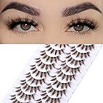 FARRED Brown Lashes False Eyelashes Natural Lashes Short Wispy Mink Eye Lash Fluffy Wispies Eyelash Natural Look 10 Pairs Fake Lashes Pack Volume Lash Strips Pestaas