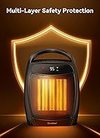 Vista 3 de GiveBest Calentador de Espacio, Calentadores Eléctricos Portátiles de 1500 W para Uso en Interiores, Control Remoto, 4 Modos, Temporizador, Modo