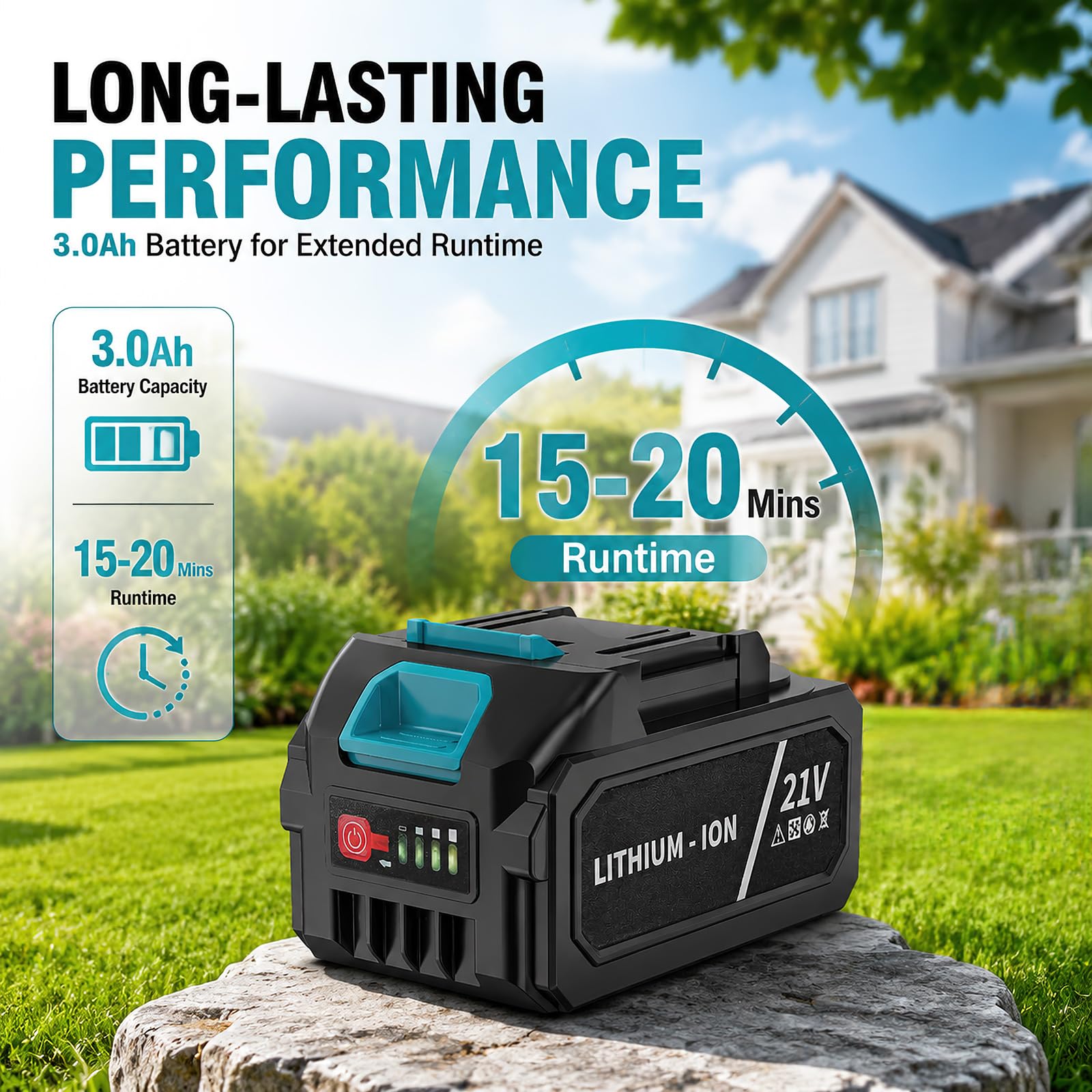 Akku Rasentrimmer Freischneider, 18-42V Bürstenloser Direktantrieb Motor, 3000mAh Akku Rasenmäher Kantenschneider Grasschneide, Multifunktionaler Gartentrimmer für Rasenpflege, Kein Akku + Ladegerät