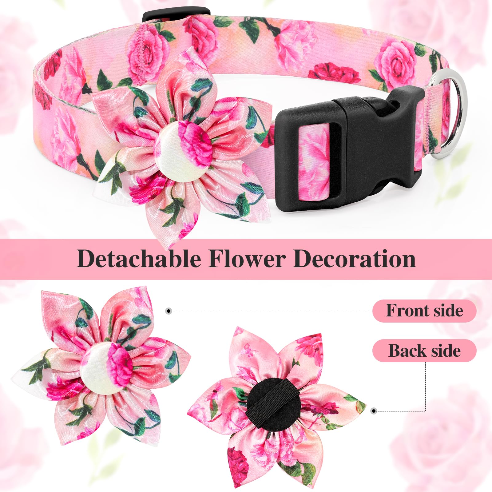 BiPawTi Pink Dog Collar with Bloom Decoration - Image 4