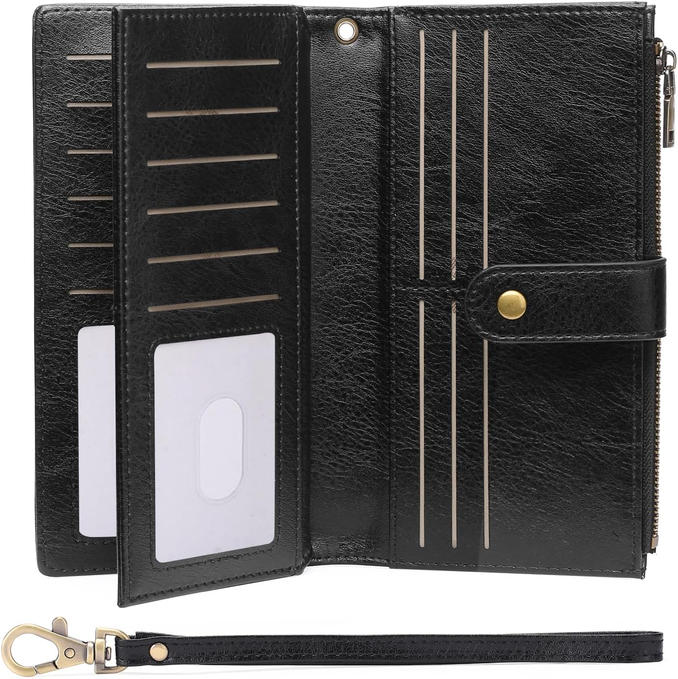 GOIACII Wallets for Women Large Capacity Credit Card Holder RFID Blocking Wristlet Long Purse with Zipper Pocket