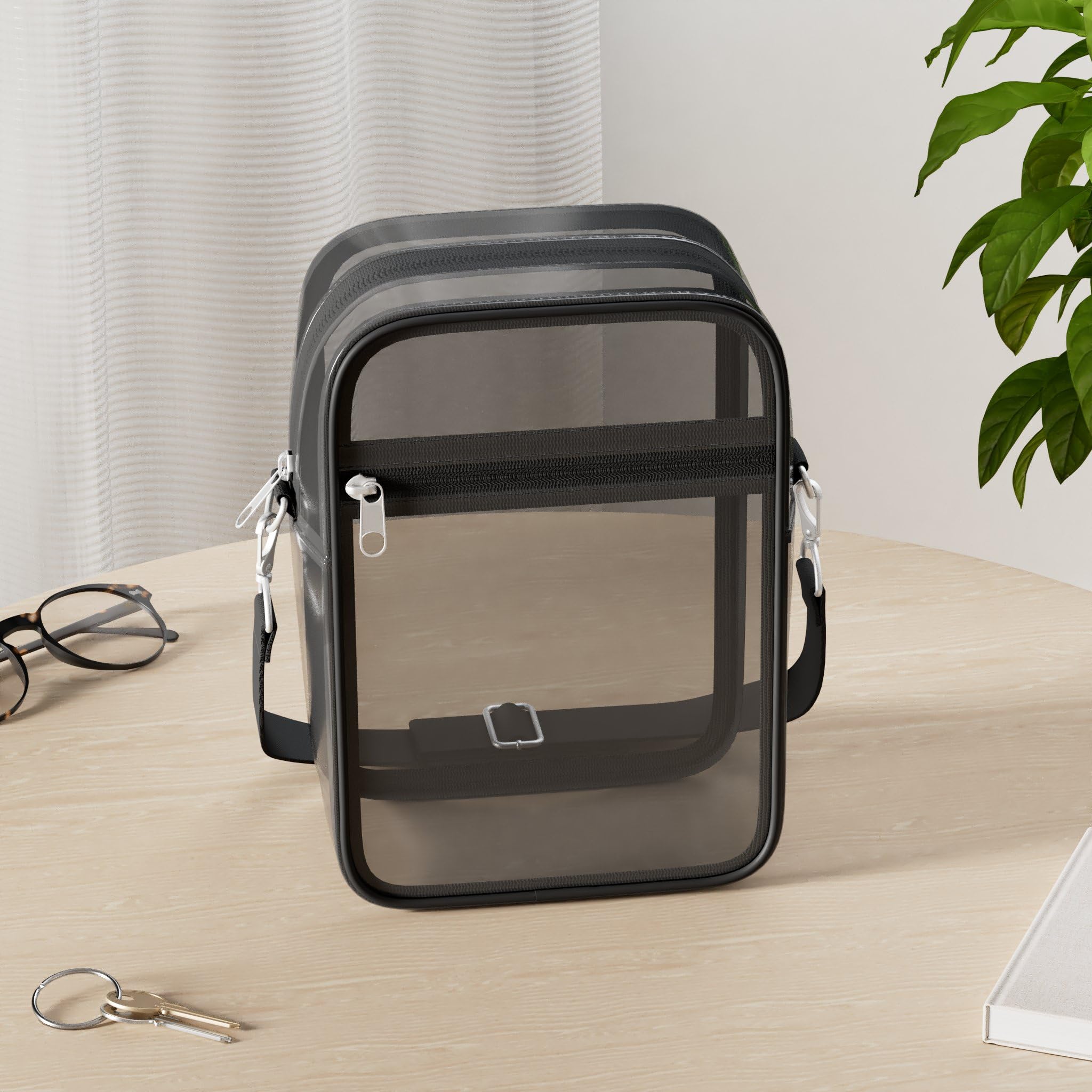 MoKo Transparente Crossbody Schultertasche, Station Genehmigte Tragetasche mit Abnehmbarem Gurt Statium Approved Klare Breiftasche für Arbeit Sport Spiele und Konzerte