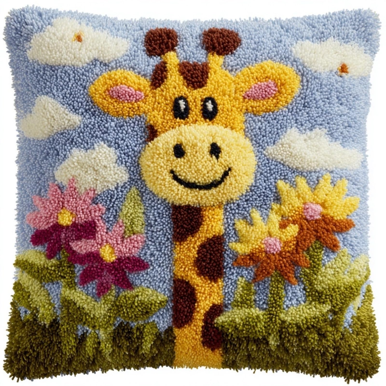 AxiangziK Latch Hook Cushion Kits,Flowers and Giraffes