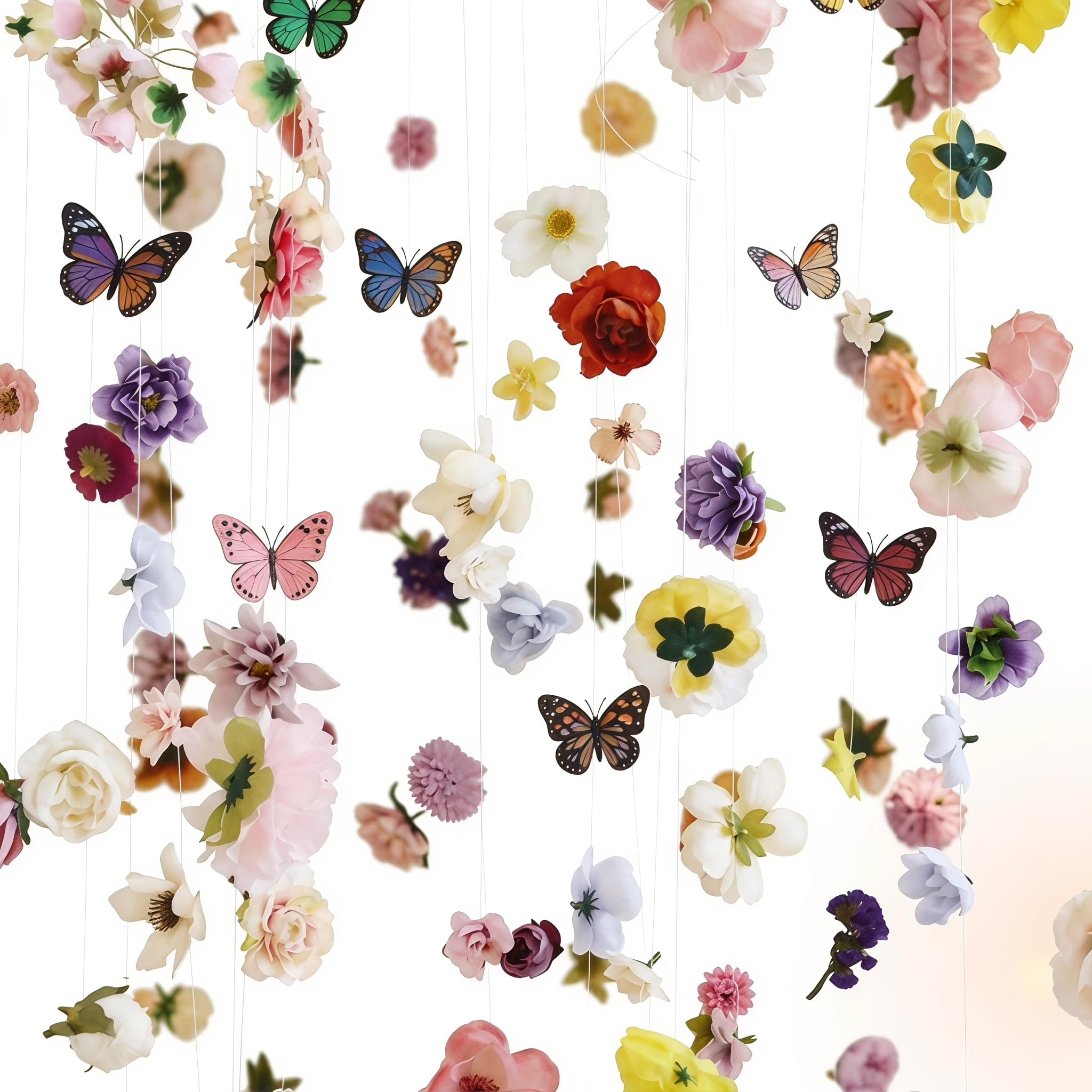 3-Pack 6.5ft Hanging Flower & Butterfly Garland, Wedding Arch Decor — image 1