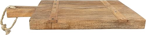 Miniatura 6 de Creative Co-Op Tabla de queso de madera de mango con cuerda en el mango