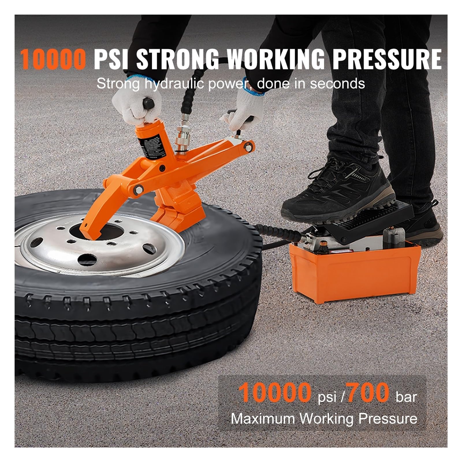 Hydrauliczny łamacz koralików 10000 PSI opon z metalową pompką nożną Wytrzymałe narzędzie do łamania stalowych ciężarówek ATV Do samodzielnego montażu