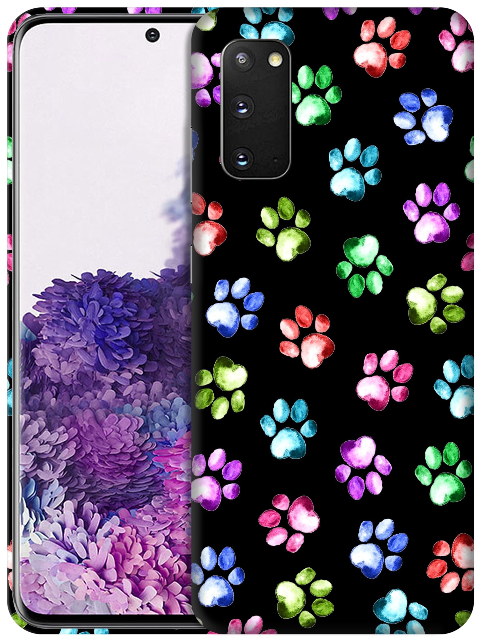 GlamCase for Samsung Galaxy S20 5G / 4G, Samsung S20 Case - Dog Cat Paw Watercolour Print Printed Cute Slim Fit Plastic Protective Designer Back Case/