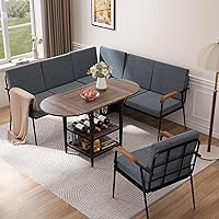 VFK Corner Dining Table Set with Storage Bench, 51” Folding Breakfast Nook Table and Stools, 3 Piece Kitchen Booth Dining Set for Small Space, Modern Dining Room Furniture