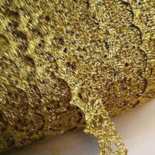 Miniatura 4 de 10.94yd Vintage Gold Lace Trim Lace Fabric para prendas de vestir Accesorios de costura Applique Crafts Lace Applique Prom Dress