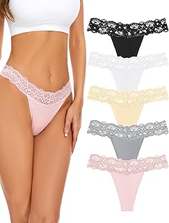 VOENXE Seamless Thongs Underwear for Women,No Show Lace String Thong Undies,Invisible Ladies Breathable Comfort Panties,So...