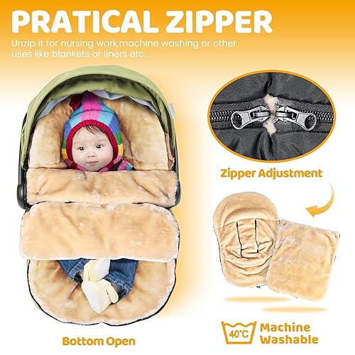 Miniatura 5 de Orzbow Funda de asiento de automóvil de piel de oveja sintética para bebés, bolsa impermeable para asientos de automóvil y cochecitos, cálido y