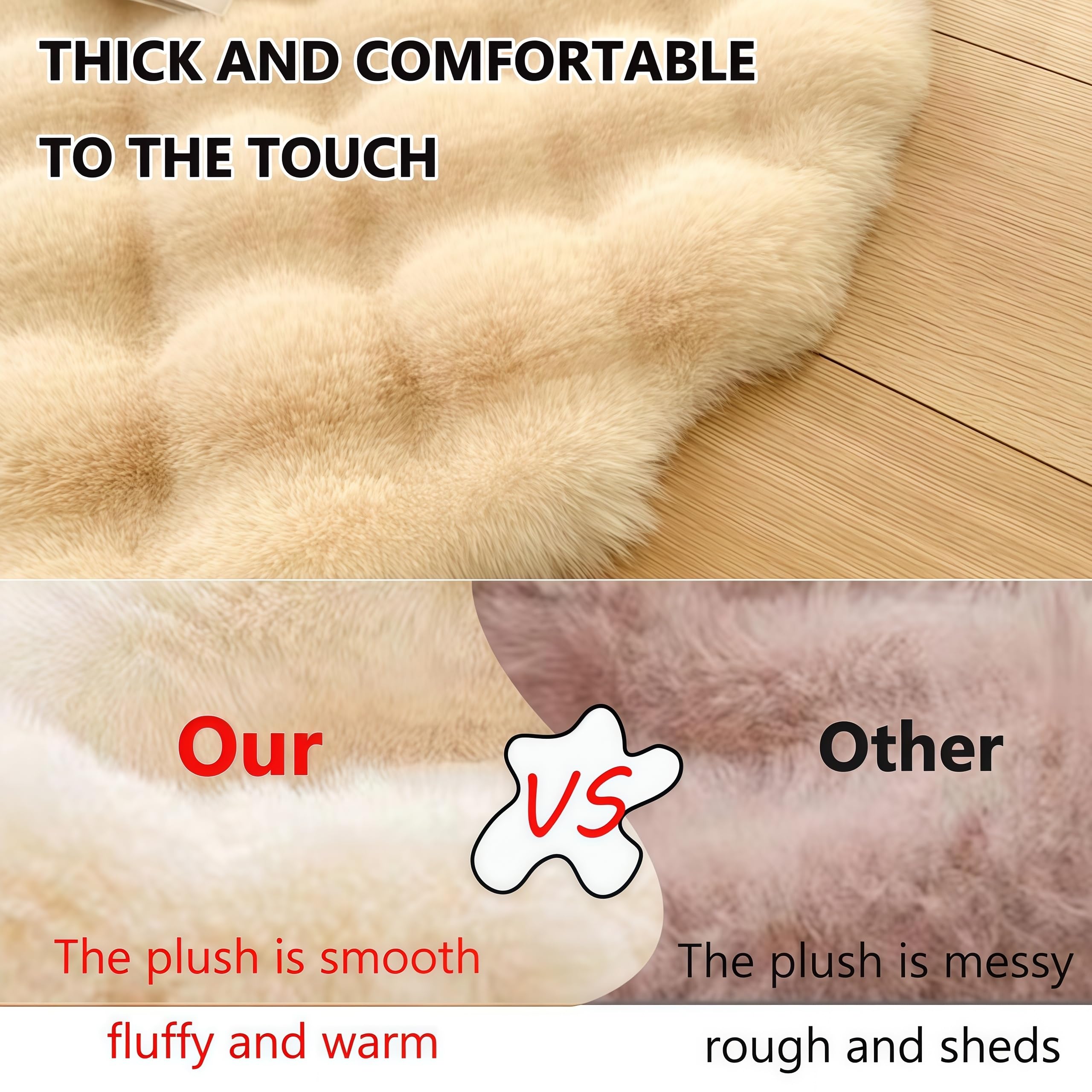 Tapis Rond en Fourrure Salon, Chambre, Chambre d'enfant Et Dortoir Lavable en Machine Poil Long Moelleux en Fausse Fourrure De Lapin