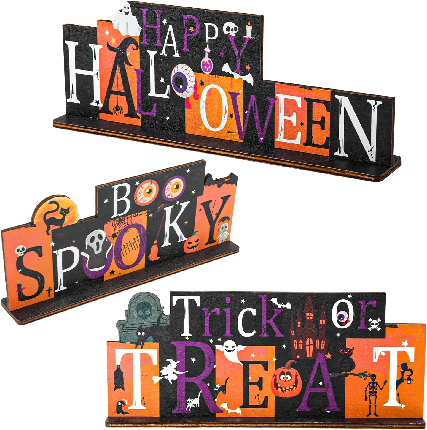3pcs Halloween Table Top Decorations, Spooky Table
