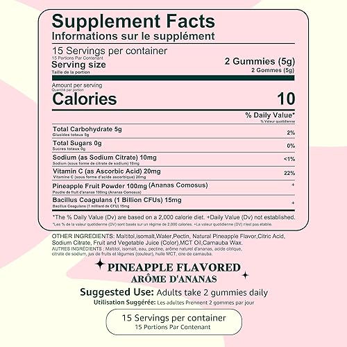 Miniatura 4 de Gomitas de equilibrio femenino prémium para mujer, gomitas de piña para mujer, probióticos vaginales para equilibrio de pH para la salud y el