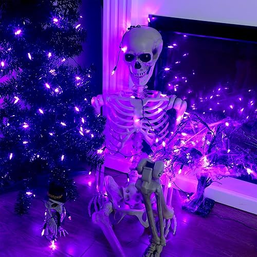 Miniatura 5 de Blissun - Luces de Halloween, juego de 50 luces verdes, mini tira de luces de Halloween a pilas con 8 modos, guirnalda de luces de 16 pies para