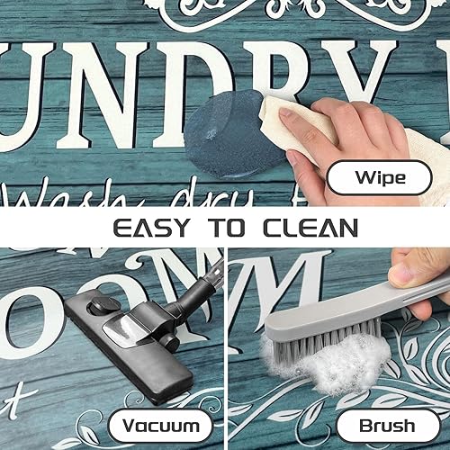 Miniatura 7 de Lansny Alfombra de lavandería de 20 x 60 pulgadas, antideslizante, impermeable, para decoración de lavandería, alfombra lavable para lavandería,