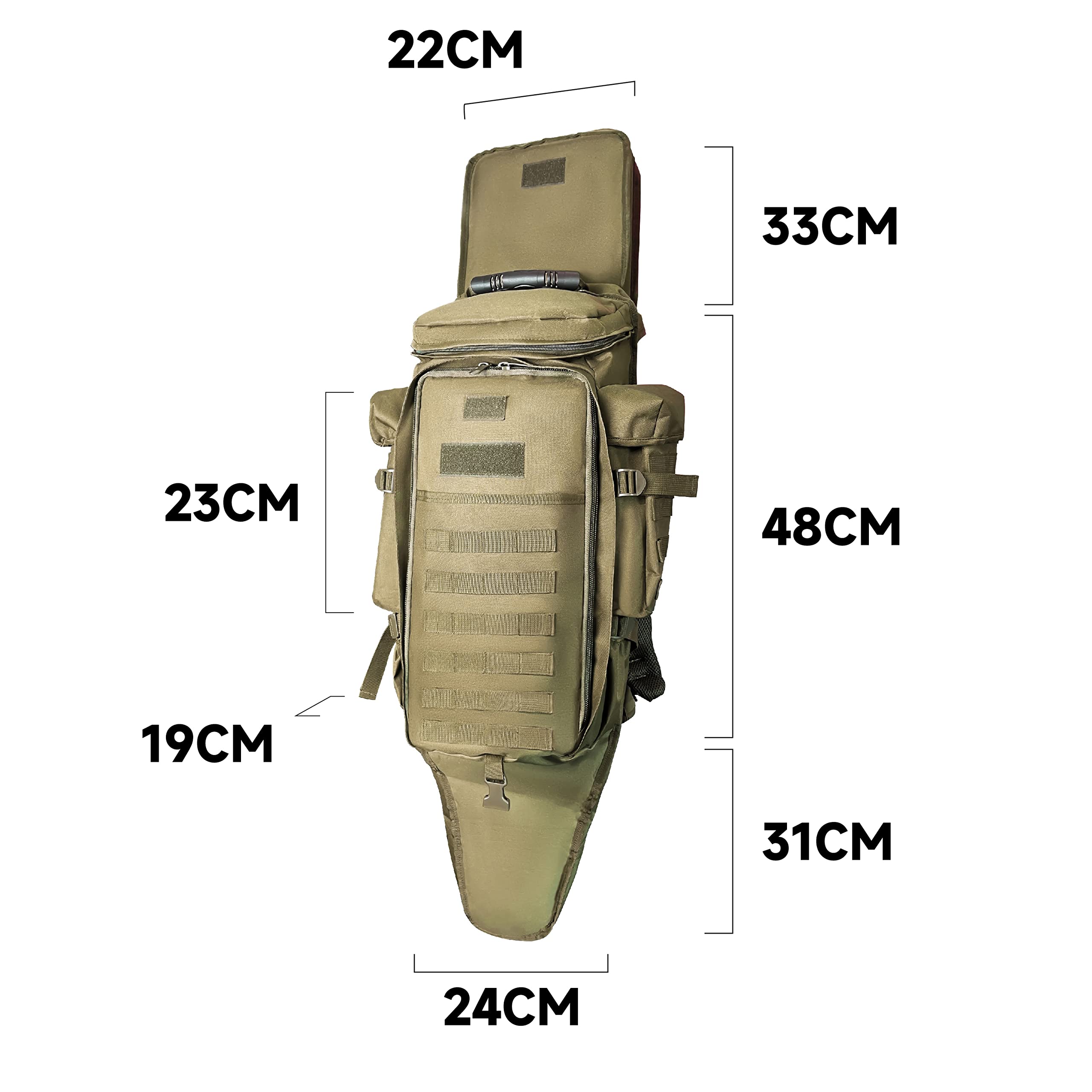 Alephnull Zaino tattico per fucili Borsa telescopica doppia per fucili Custodia impermeabile in poliestere per fucili Compatibile con MOLLE per caccia, tiro, pesca, escursionismo, trekking, campeggio