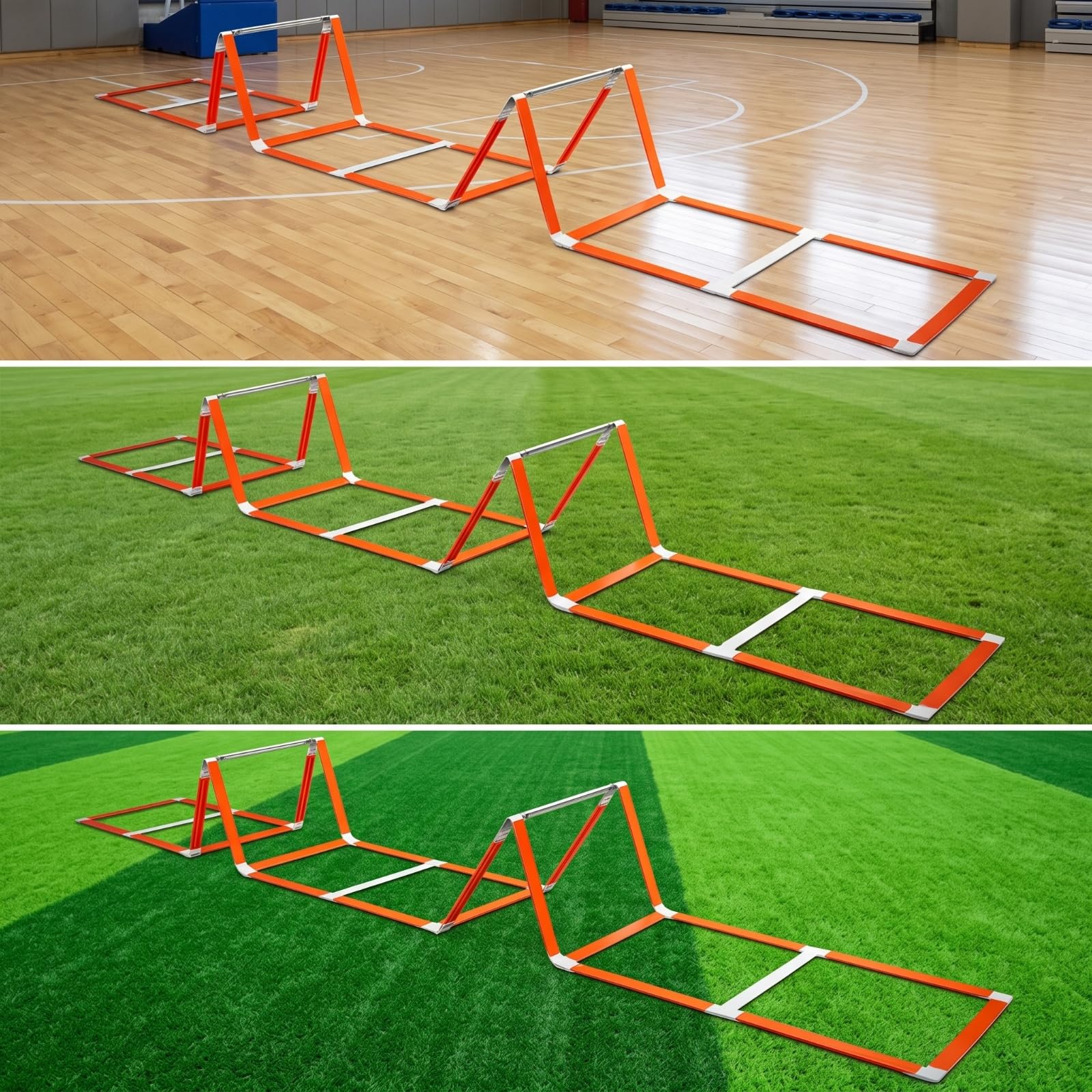 Milageto Flach Trainingsleiter mit Hürdenfunktion | Platzsparend Faltbares Design, Hürdenleiter, Strukturierte Oberfläche für Traktion, Agilitätsleiter, Fußballtraining