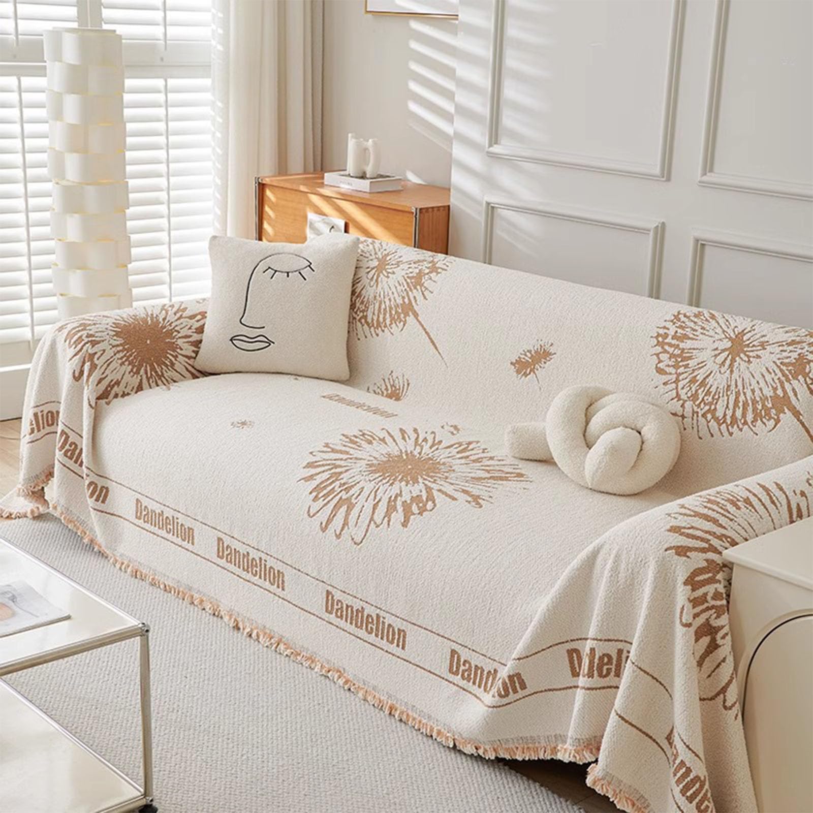 Housse de coussin de canapé en chenille motif floral 180*460cm