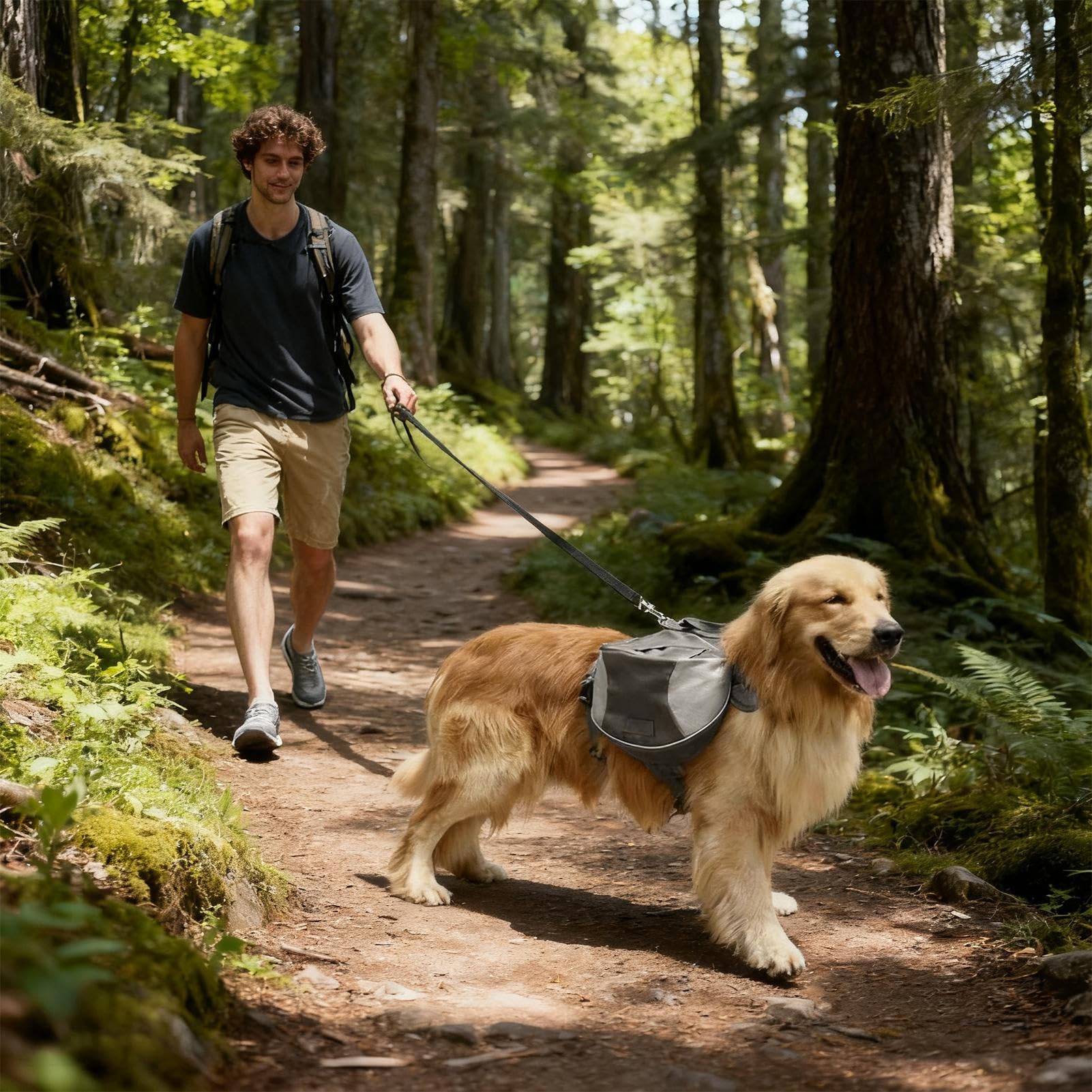 Mochila de Senderismo para Perros, con Bolsillos Laterales Y Suministros Ajustables, Arnés de Senderismo para Perros, para Compras Diarias Viaje Urbano Transporte Coche Transporte Público