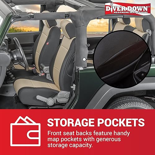 Miniatura 4 de Diver Down Juego de fundas de asiento de neopreno para Jeep JK Wrangler 2007-2018, juego de asientos delanteros y traseros, fundas de asiento