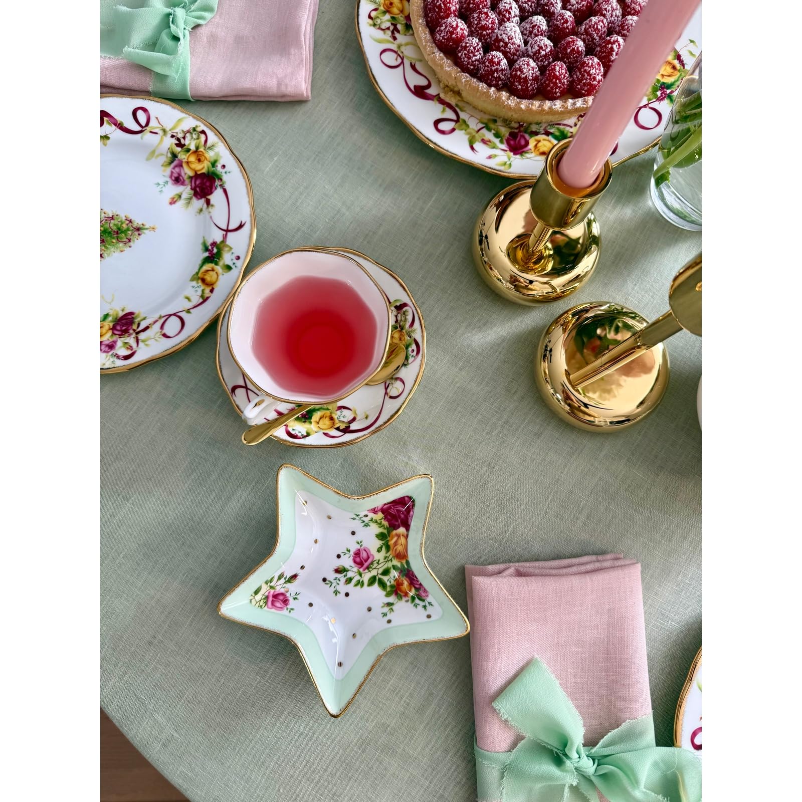Royal Albert Old Country Roses Service de table 5 pièces pour sapin de Noël