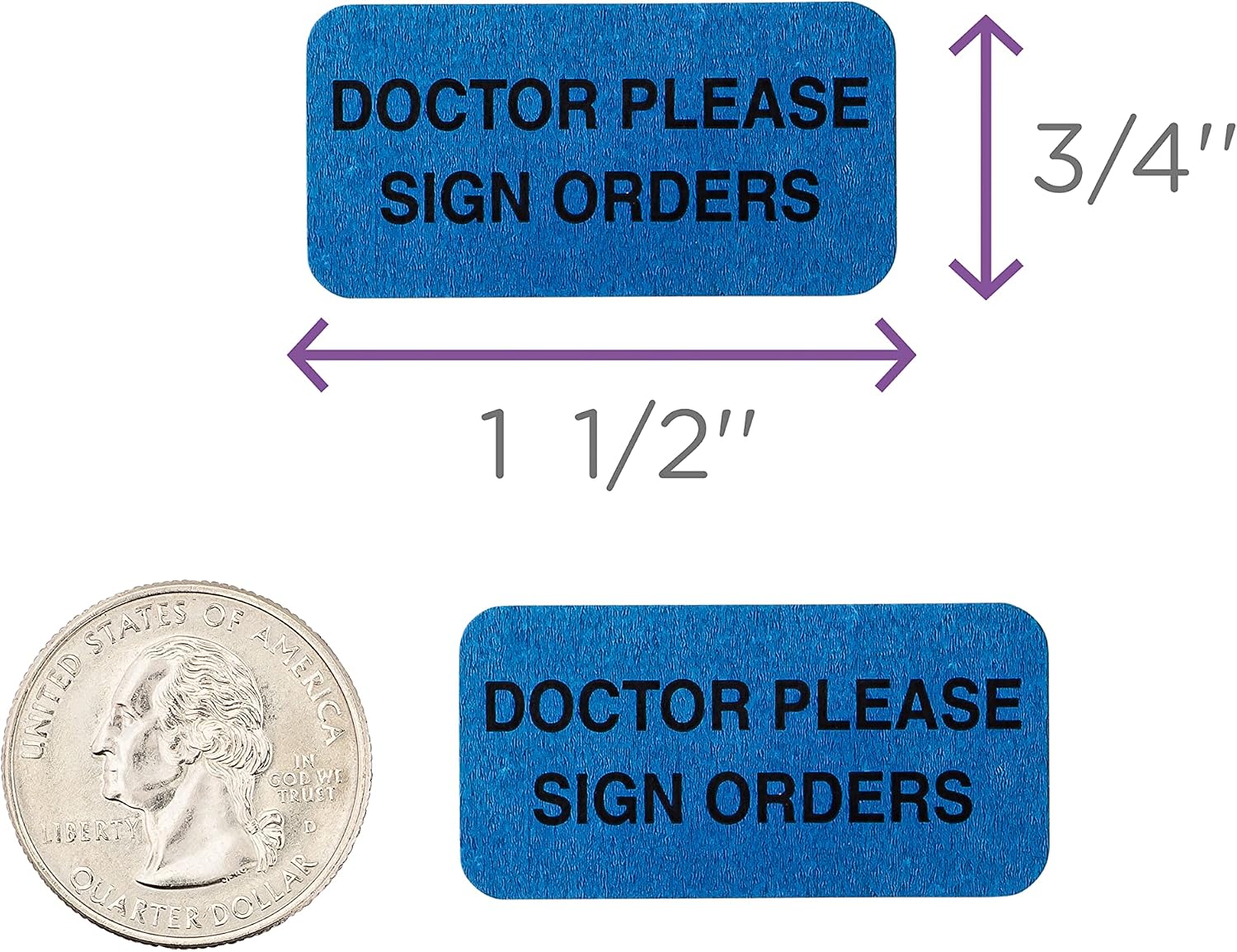 Carstens Medical Stickers – Doctor Please Sign Orders Alert and Instruction Labels for Medical Charts, Blue and Black, Roll of 100 Patient Chart Labels, W1.5" x H.75"