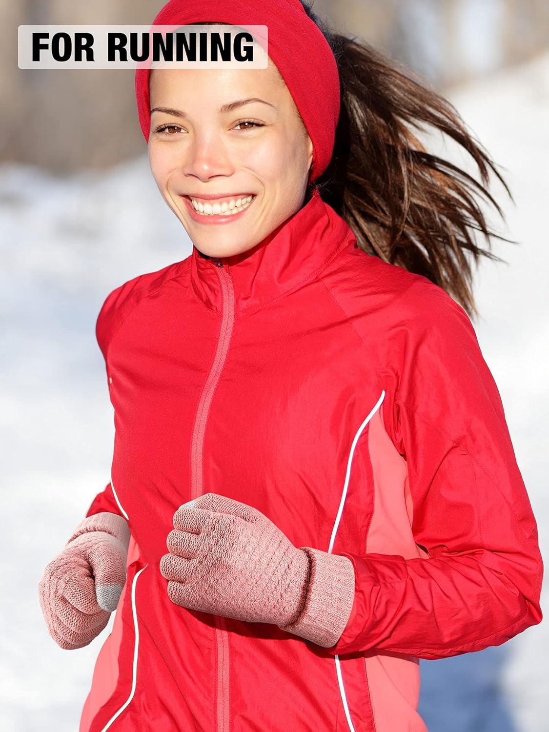 SATINIOR 6 Pair Women Winter Touch Screen Gloves Warm Fleece Lined Knit Gloves for Women(Black, Gray, Pink, Beige, White, Wine Red) - Image 6